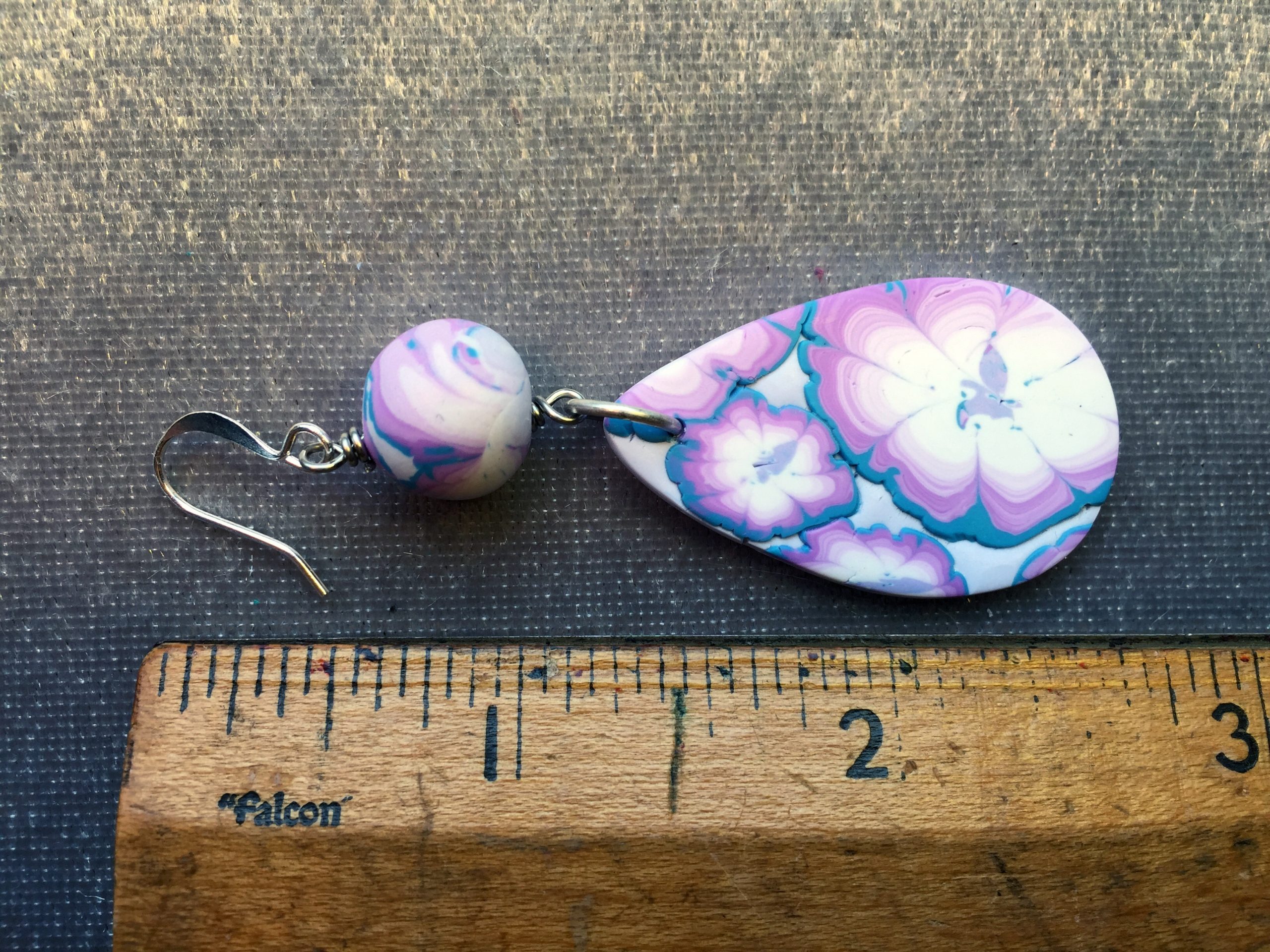 White and lavender zinnia earrings
