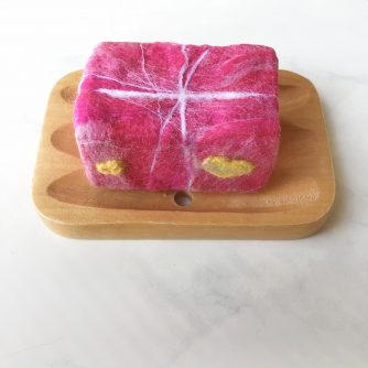Side Hearts Felted Soap