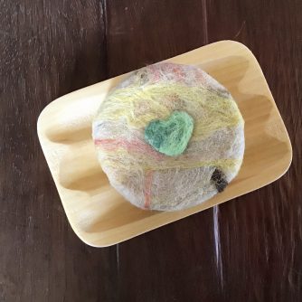 Green Heart Felted Soap
